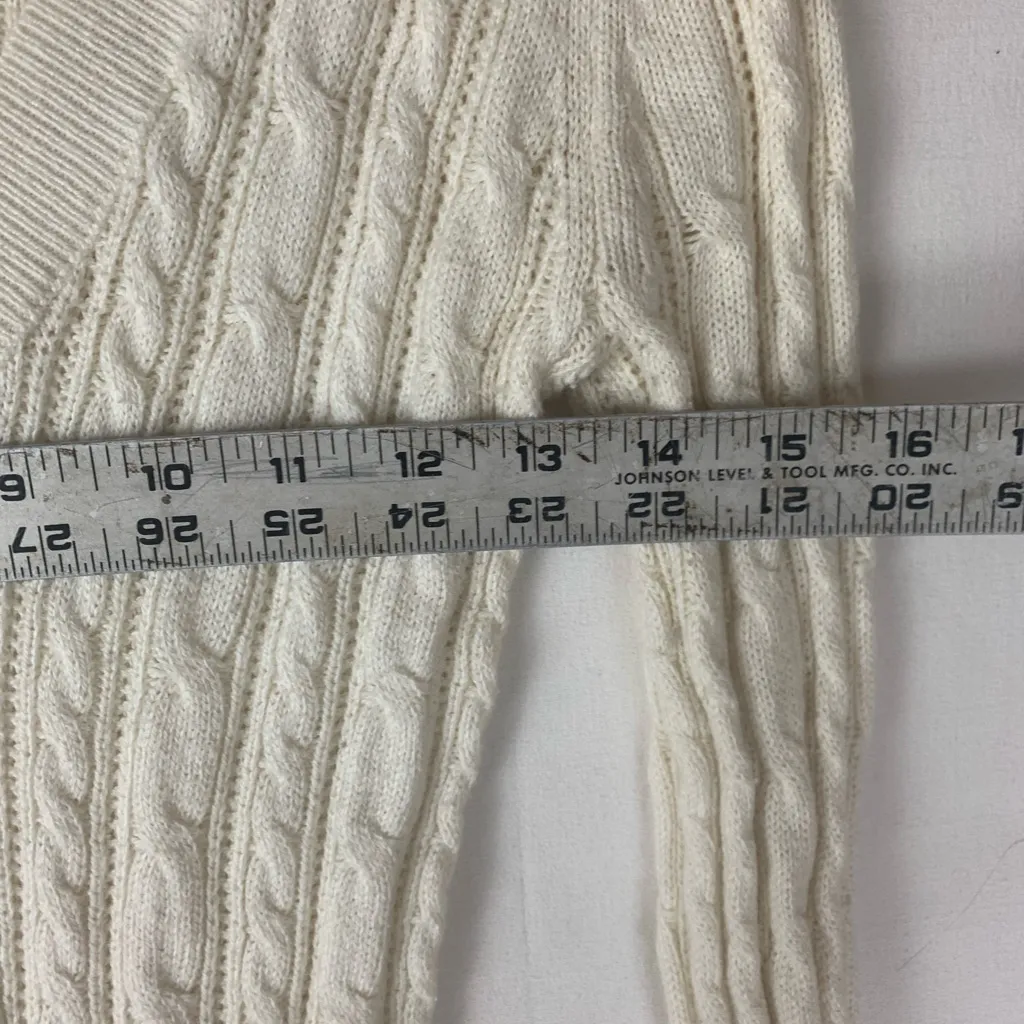 American Eagle Outfitters size medium y2k V-Neck Sweater long cream cable knit p - Image 6