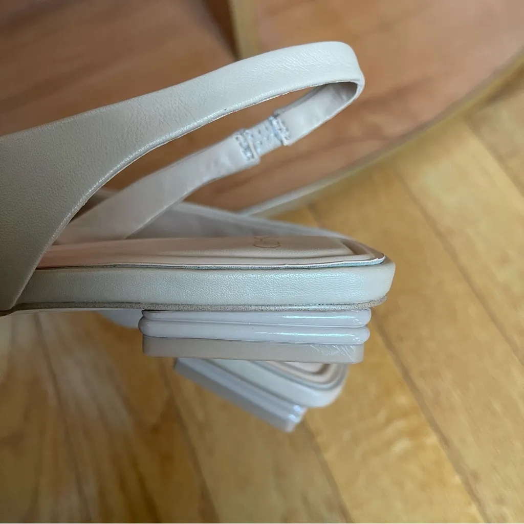 Franco Sarto Women's Classic Leather Ballet Flat Sling Backs Beige Sz 8 - Image 9