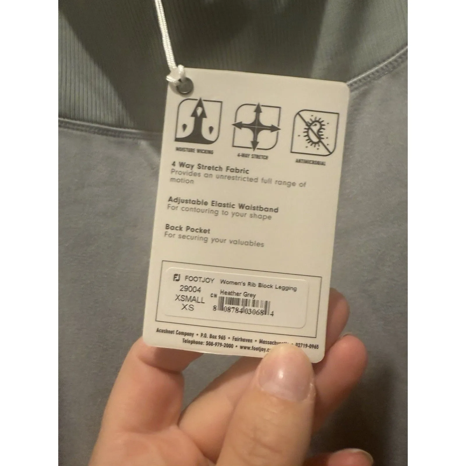 Women’s FootJoy Ankle Length Rib Block Leggings Pocket Heather Grey XS Gray - Image 5