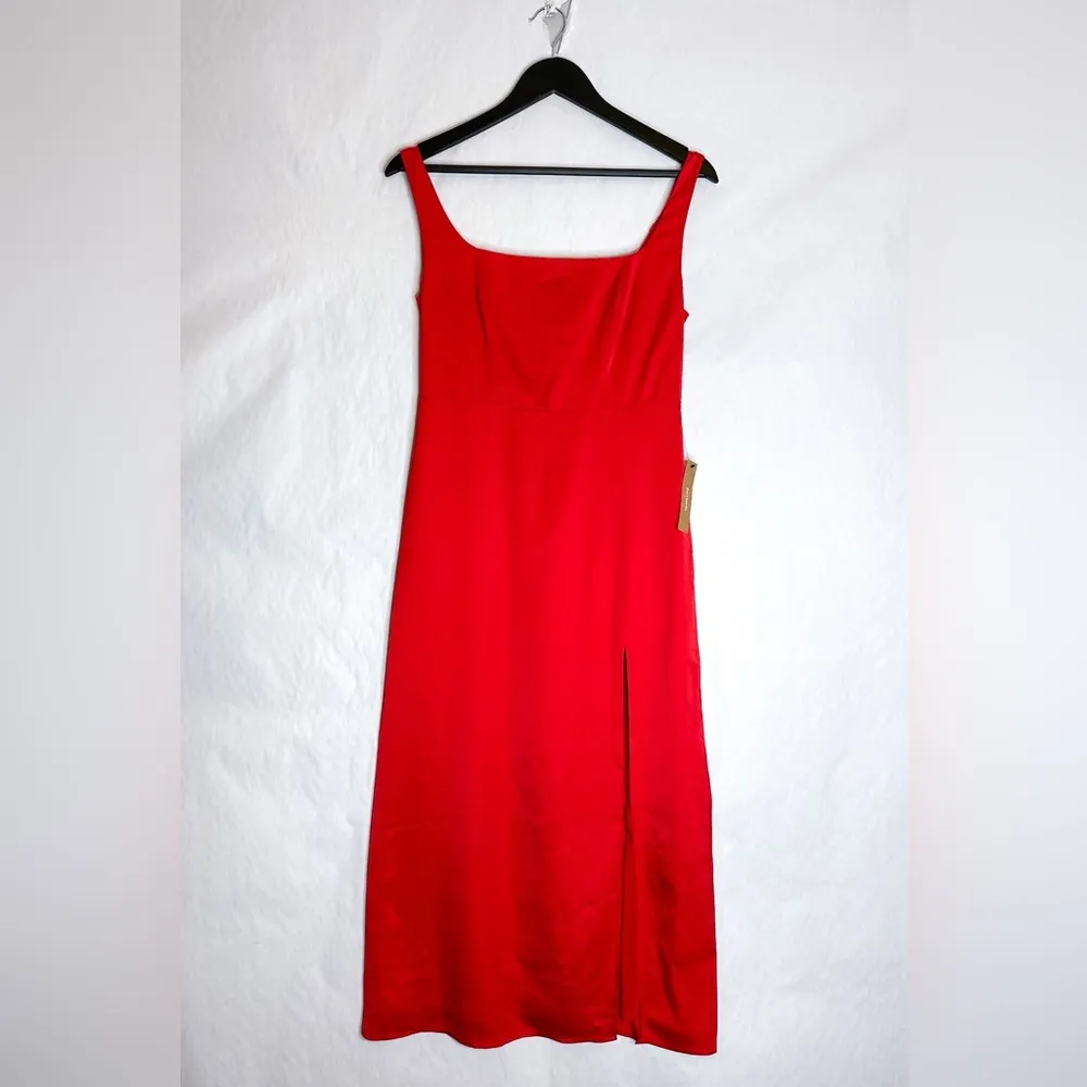NWT O.P.T. x  Red Midi Dress Side Thigh Slit Size Medium Valentine’s Day - Image 3