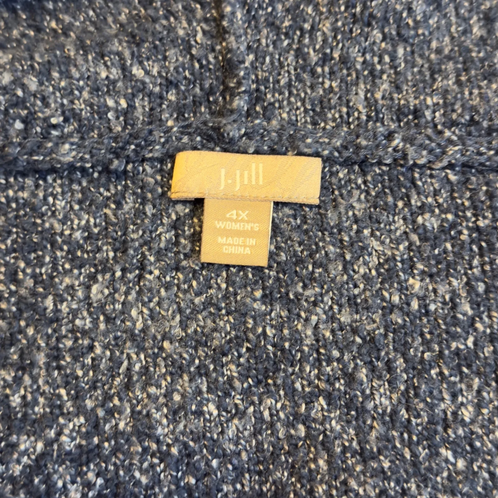 J Jill Plus Sz 4X Blue Knit Vest Zip Front Hooded Sleeveless Sweater Career Work - Image 6