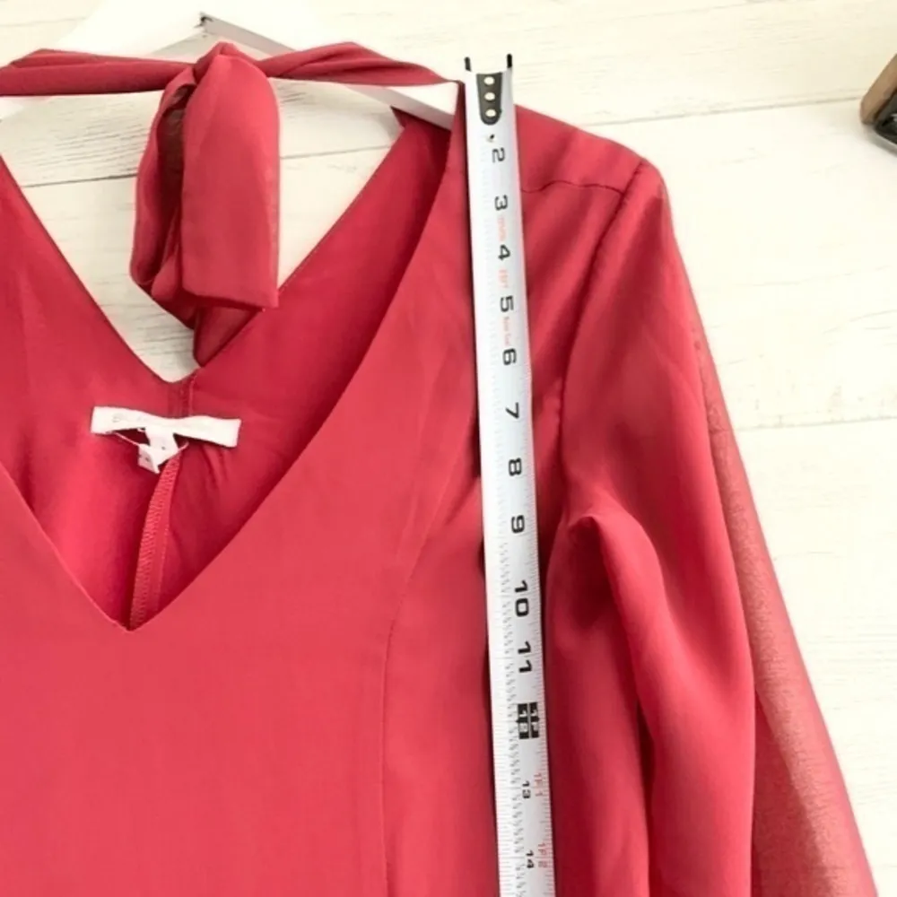 BCBG V-neck Dark Red Choker Dress - Image 10