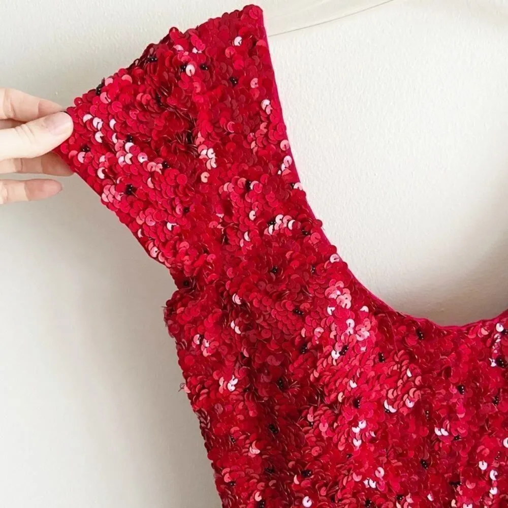 Scala Red Sequin Mini Dress - Image 3