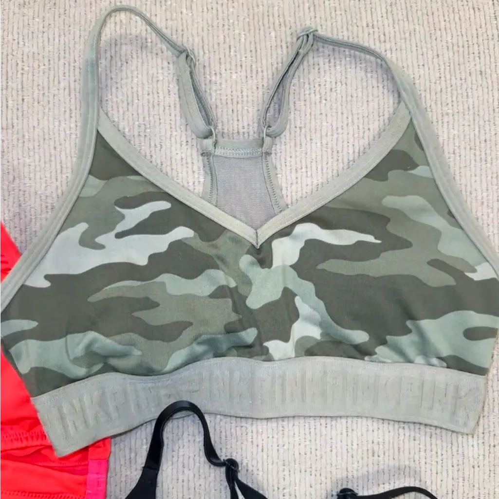 PINK Victoria's Secret Sports Bras - Neon Pink, Camouflage, Black - Image 3