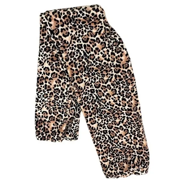 EUC Victoria Secrets Women XS‎ Pants Leggings Animal Print Velvet Fleece Lounge - Image 2