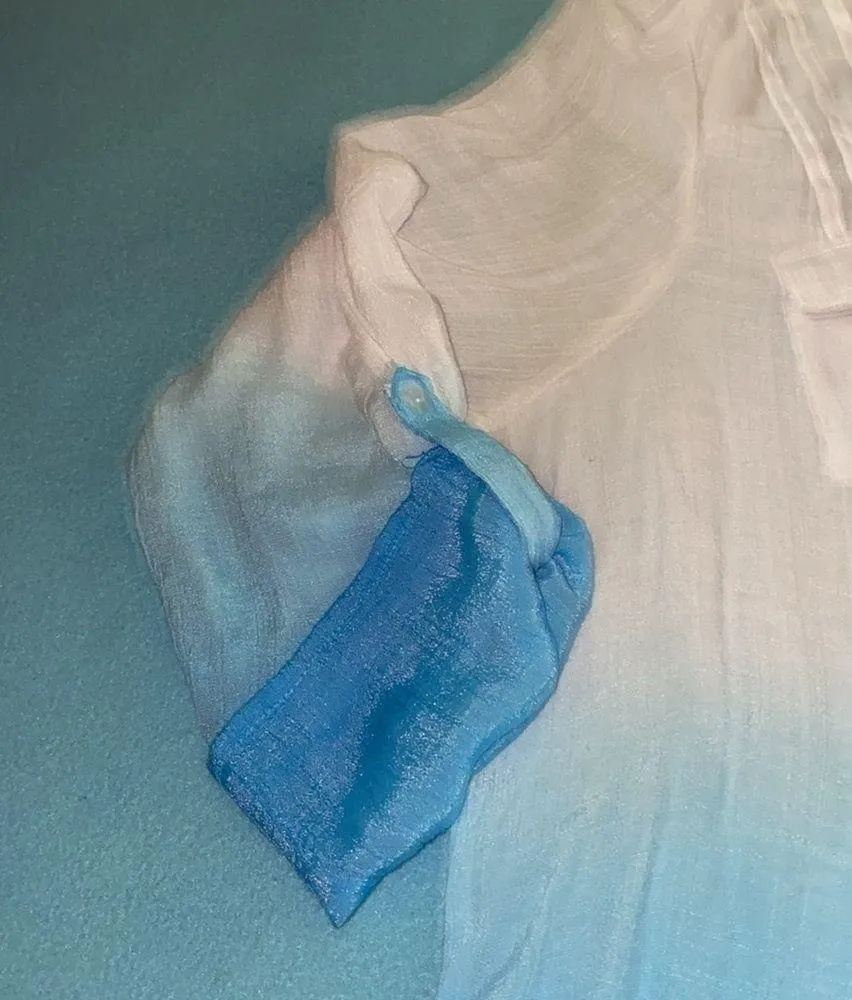 ZAC & RACHEL gauzy ombré tunic long sleeves semi sheer pockets v - Image 4