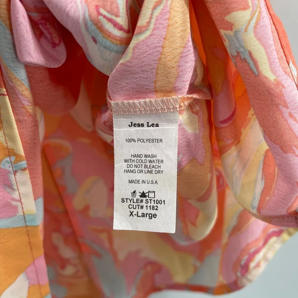 JESS LEA BOUTIQUE Tunic Top Extra Large Blouse Watercolor Pastel Made in USA Pink Size XL - Image 4