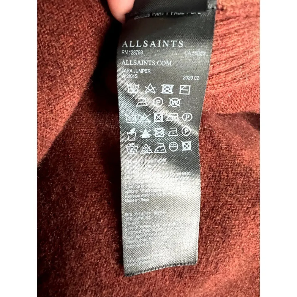 All Saints Women's Cashmere Wool Blend Medium Crew Neck Long Sleeve Sweater - Image 8