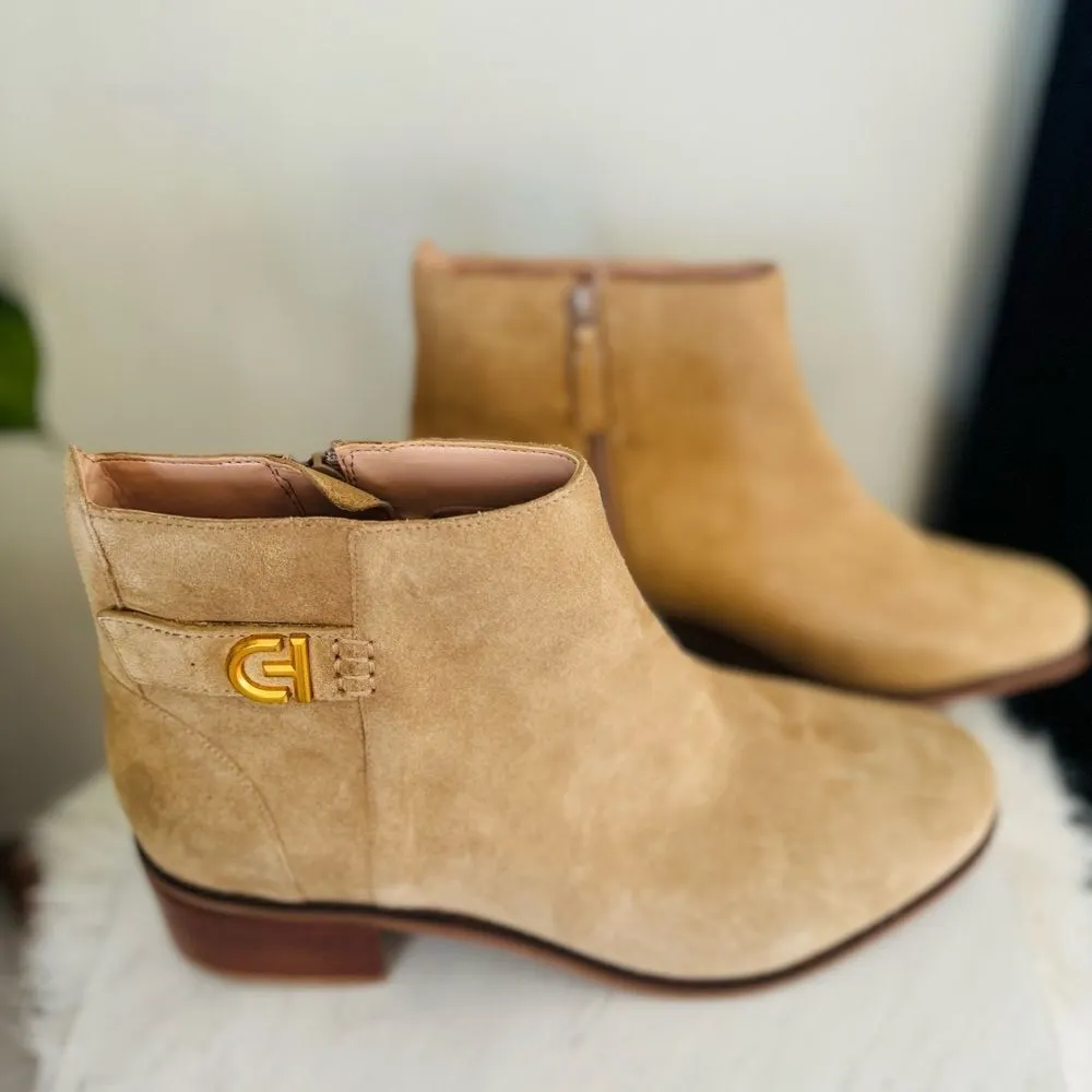 Cole Haan Holis Buckle Suede Leather Ankle Bootie, Tan,‎ Size 10, NWOB - Image 7