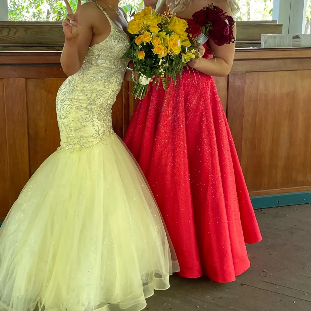 Red Sherri Hill strapless gown - Image 3