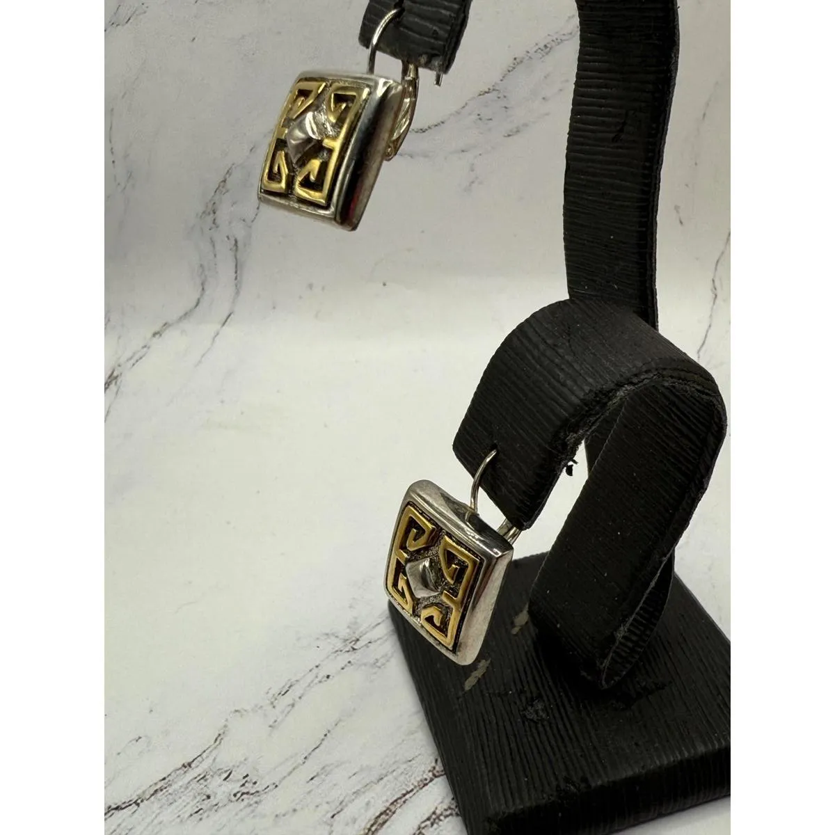 Funky Geometric Square Earrings Silver - Image 3