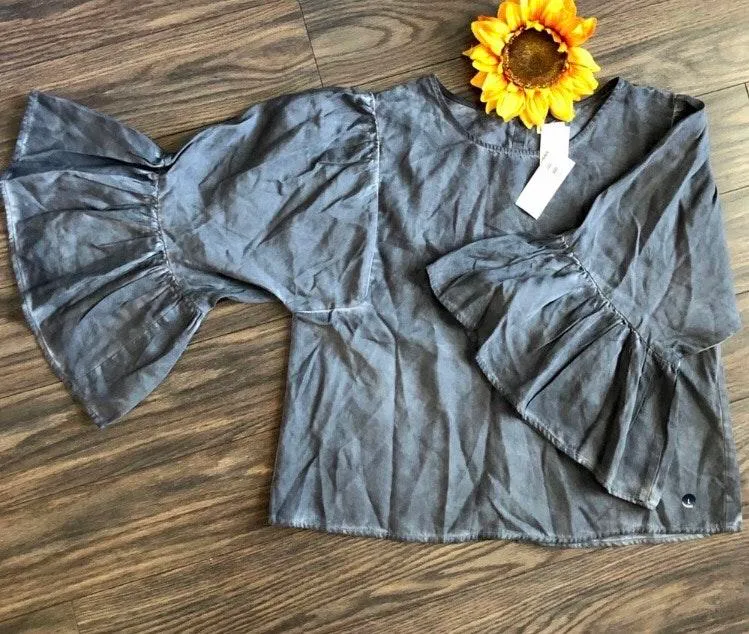 Blue Bell Sleeve Button Back Top SMALL - Image 6