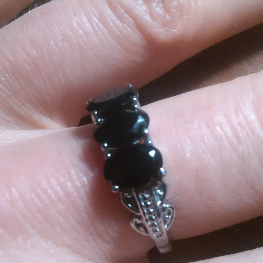 Thai Black Spinel Stainless Steel Ring (Size 8) - Image 10