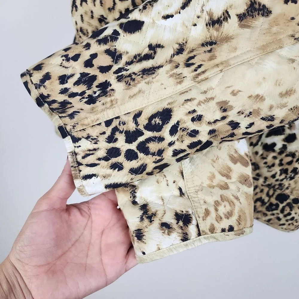 Dana Buchman Quilted Jacket Animal Print Leopard Lightweight Blazer Size M - Image 10