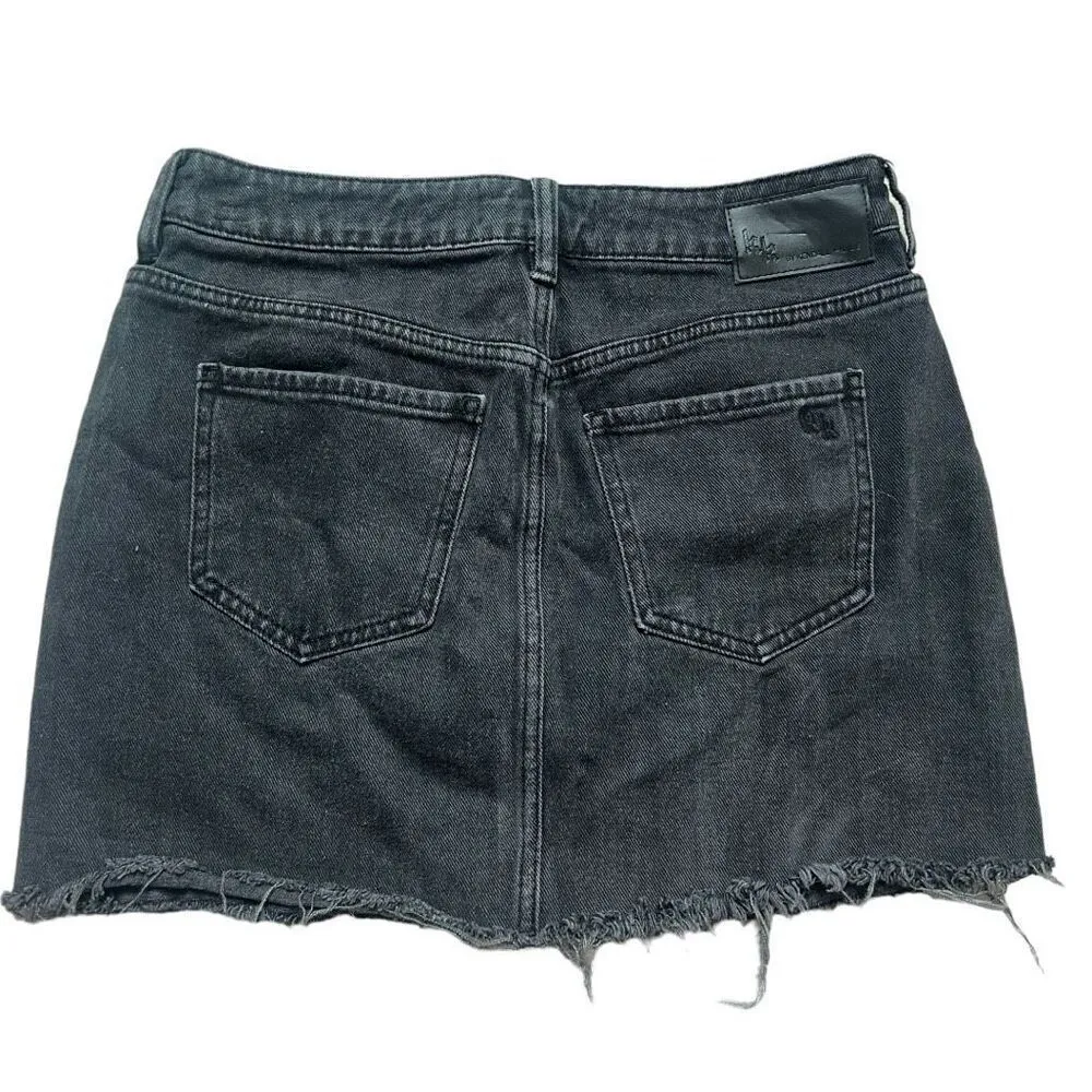 Womens Kendall + Kylie Floral Embroidered Raw Hem Denim Jean Skirt - Sz 26 ( S ) - Image 5