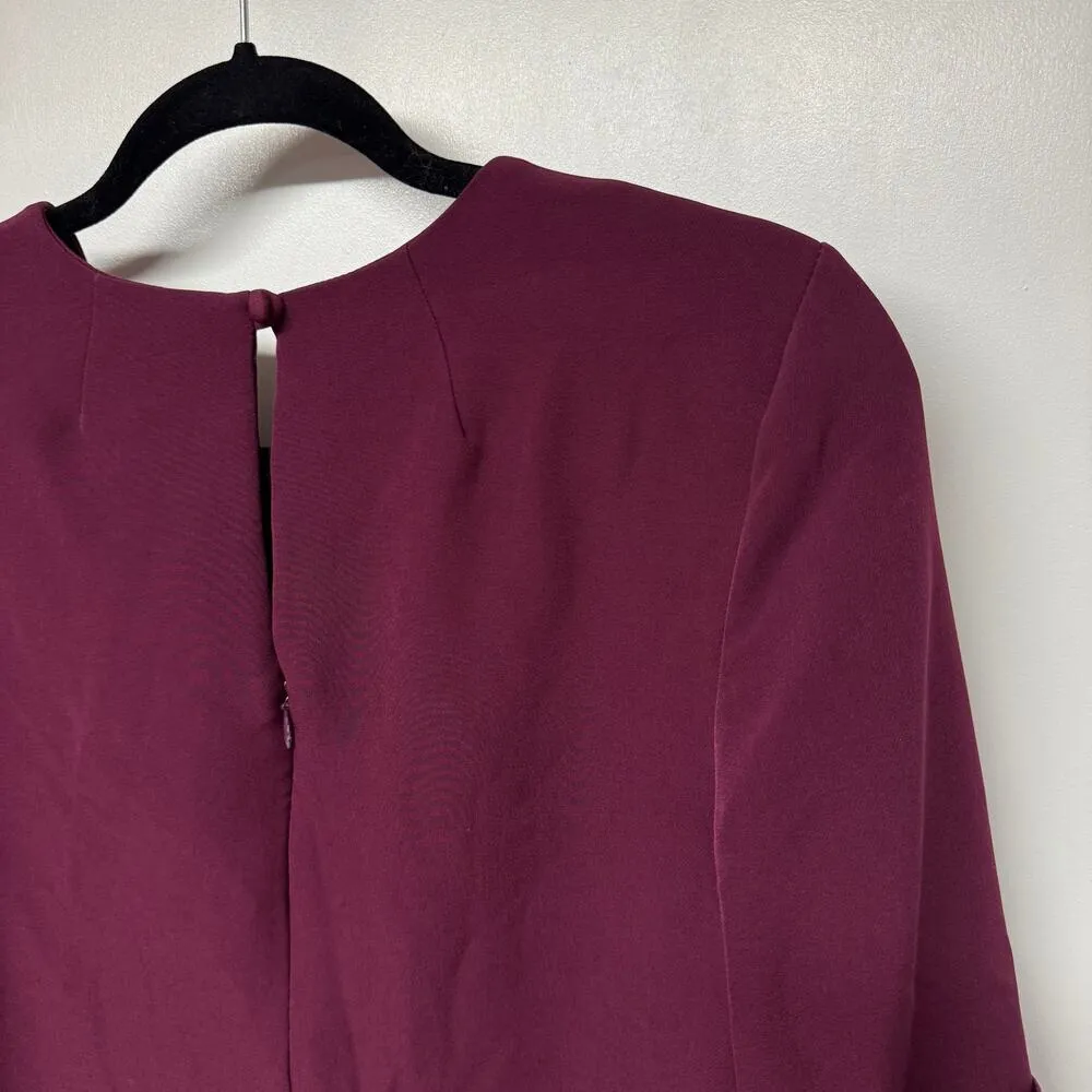 Milly Cady Burgundy Wine Red Bell Statement Sleeve Mini Dress L/S Size 6 Small - Image 4