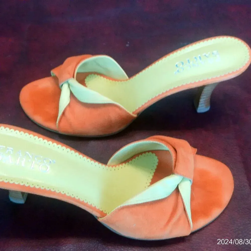 Franco Sarto  Slide Tangerine/Yellow Sandal Size 7.5 - Image 4