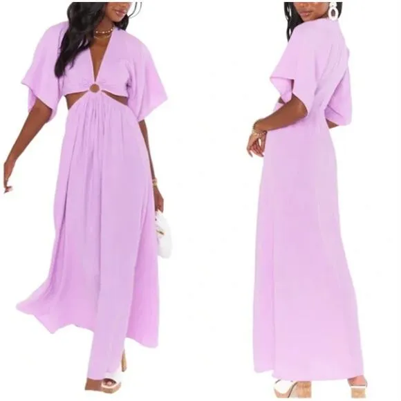 Show Me Your Mumu SMYMM Dana Cutout Midi Dress in Lilac Purple - Image 2