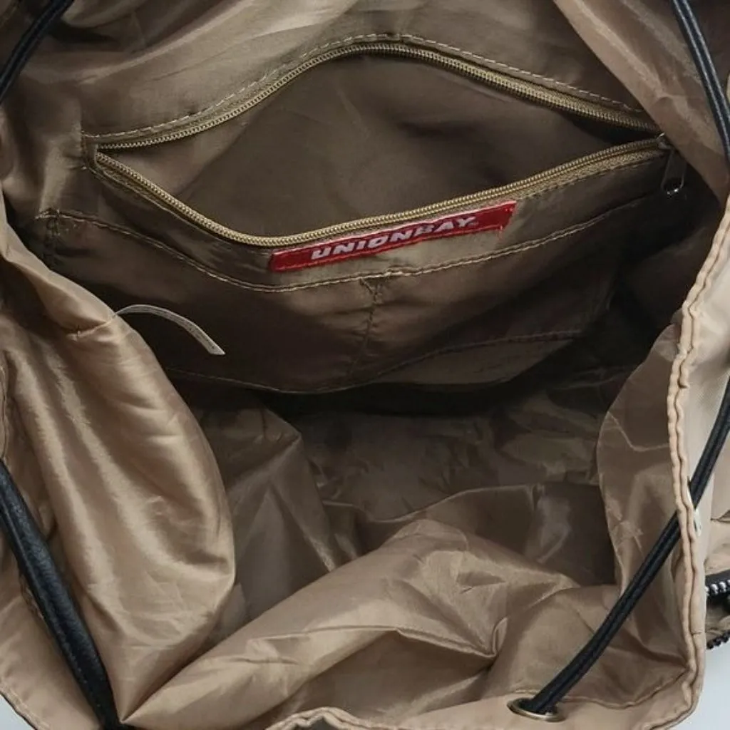 Union Bay Backpack Fox Patch Nylon Purse Bag Lightweight Snap Flap Tan Brown - Image 13