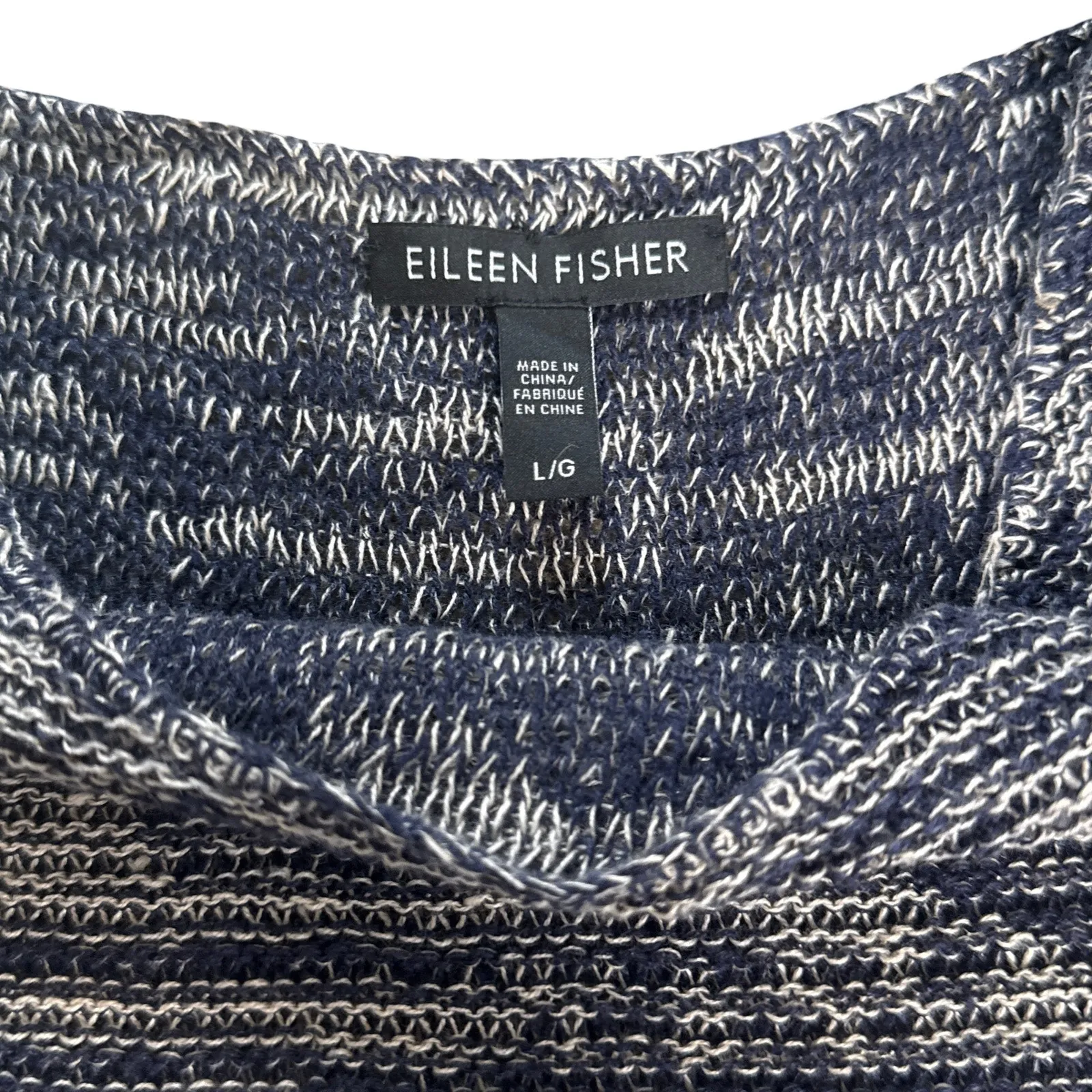 Eileen Fisher Organic Linen Marled Sleeveless Sweater Blue Size L Relaxed Knit - Image 7