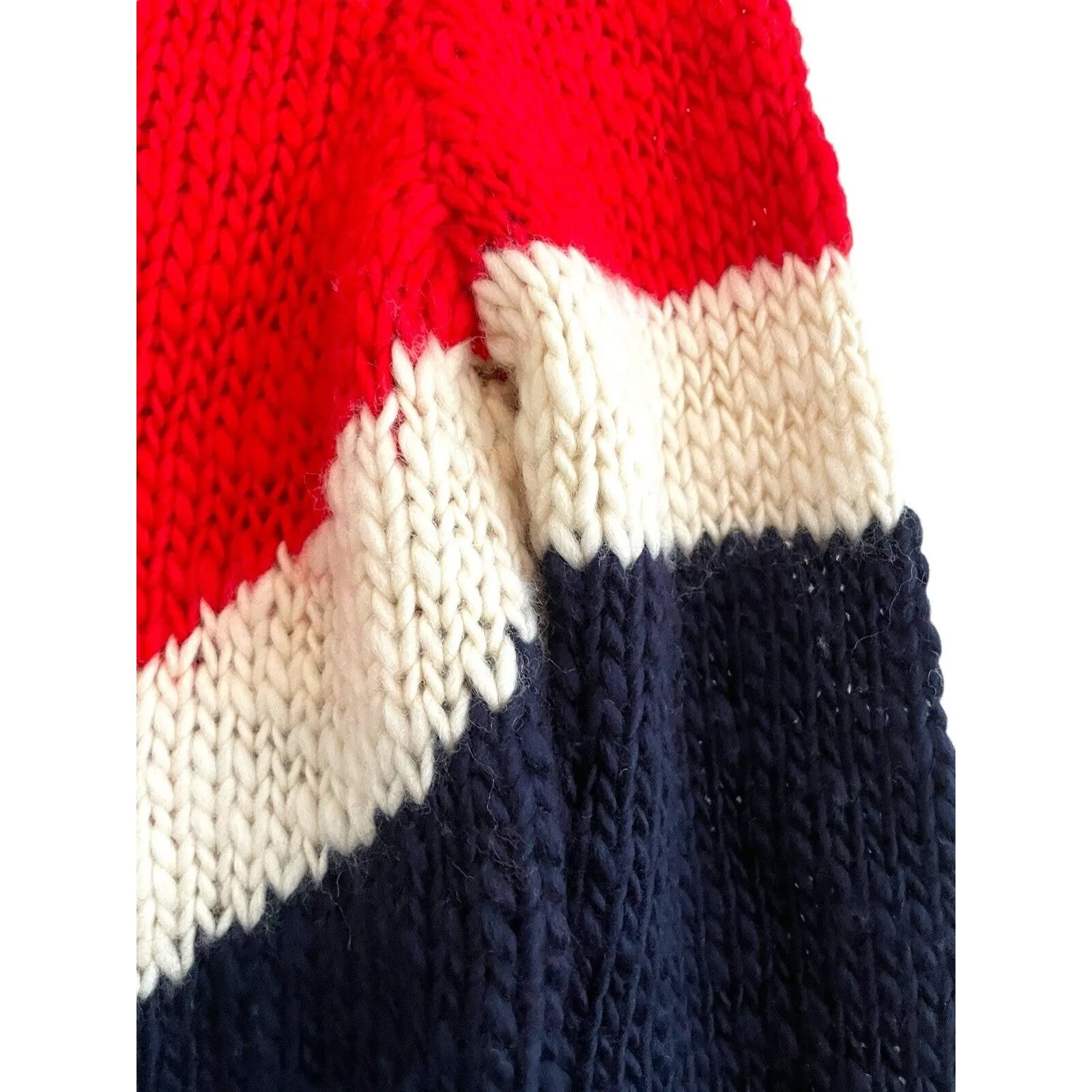 Faherty Apres Ski Intarsia Wool Sweater Women Size XS Colorblock Blue Red NWT - Image 8