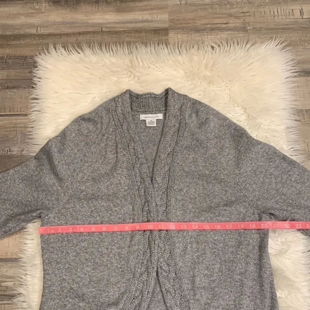 Liz Claiborne open front cardigan sweater cable detail XL - Image 6