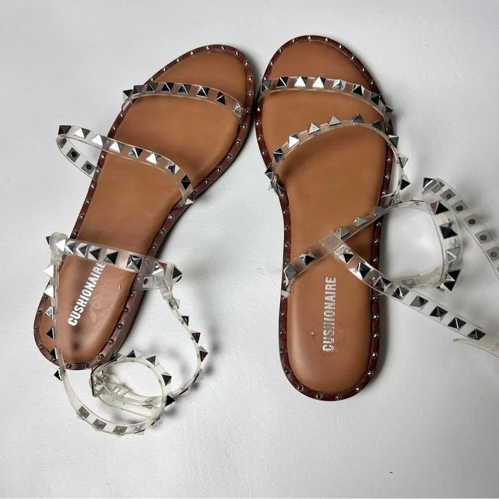 Cushionaire Women’s Tatum Clear Studded Memory Foam Sandals Sz 6.5 - Image 5