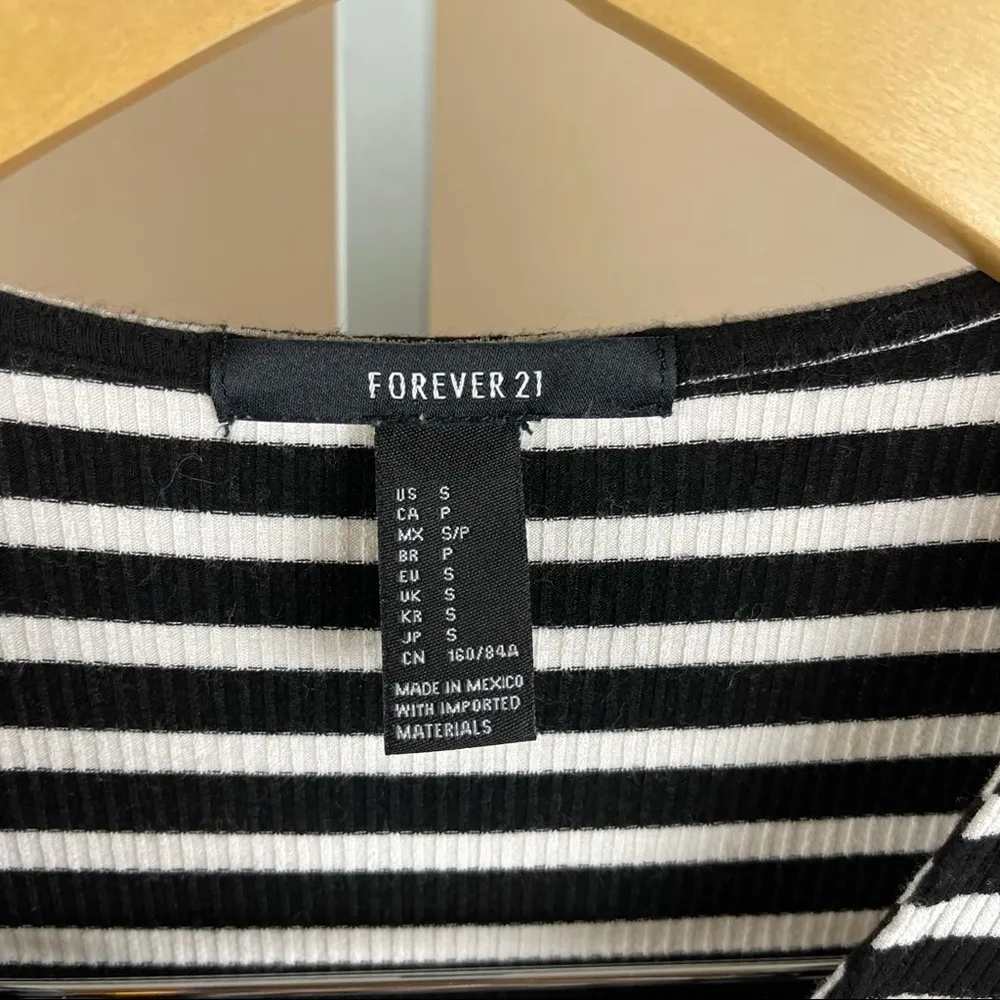 Forever 21 Small Stripe Tie V Neck Long Sleeve Fall Bodycon Dress Halloween - Image 4