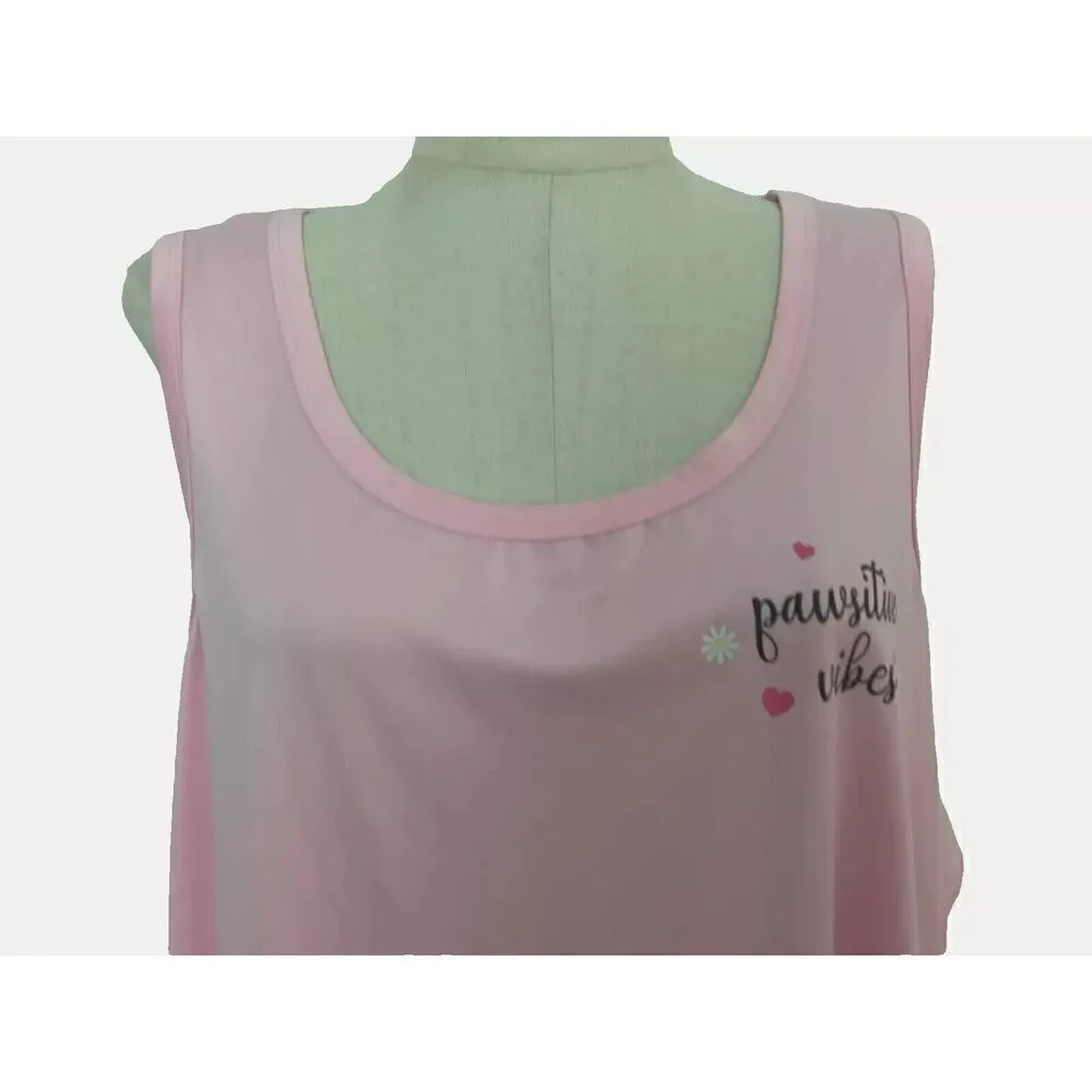 JOYSPUN SLEEPWEAR SHORTY SET Pink Dogs Tank & Shorts Sz 3X - Image 2