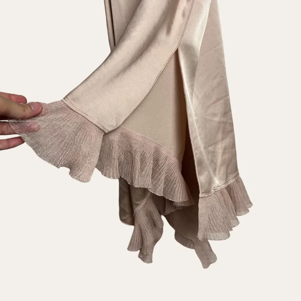 Elizabeth and James New Satin Blush Asymmetrical Ruffle Angela Top Size S - Image 9