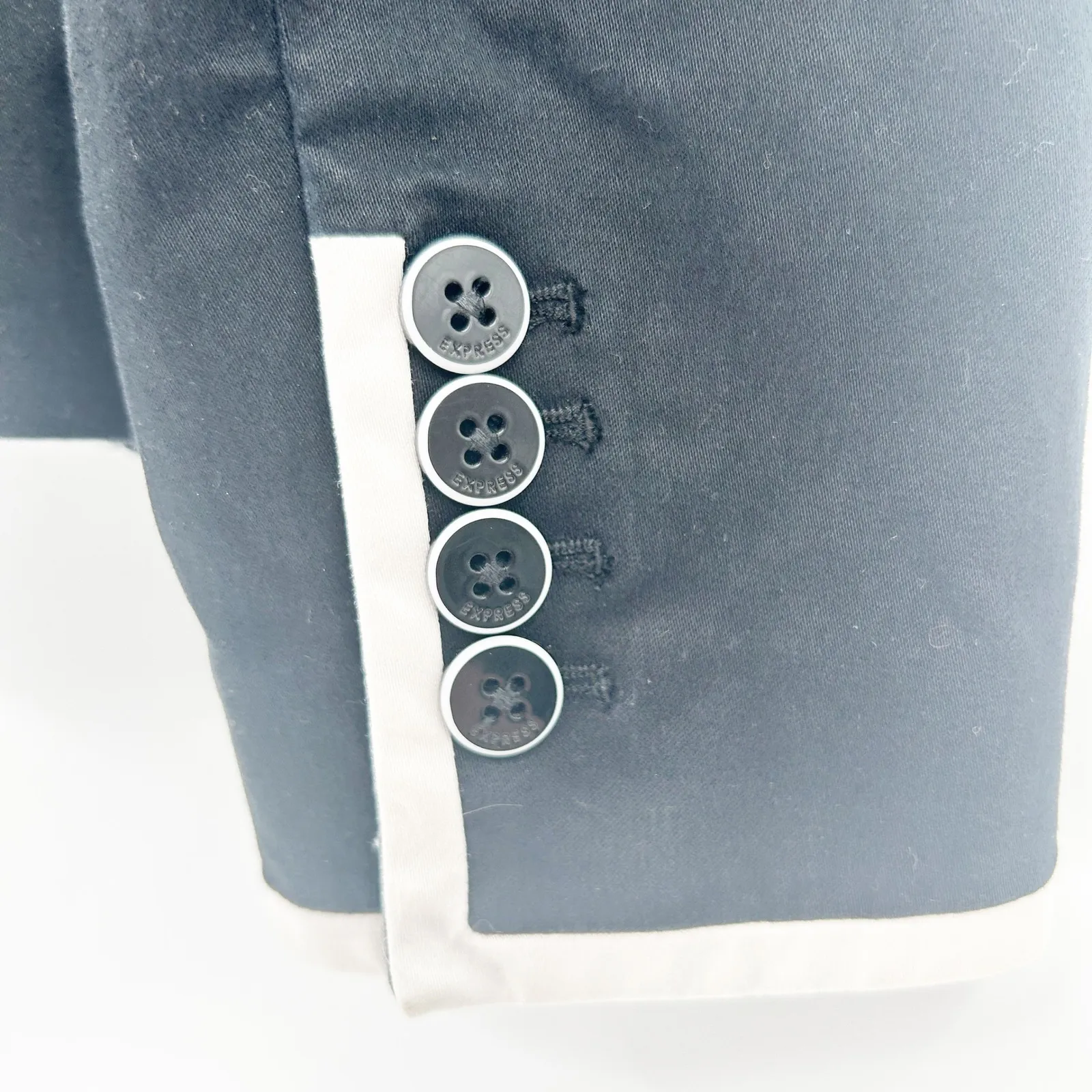 Express Womens Dark Academia Preppy Black White Trim Career Blazer Jacket Size 6 - Image 6