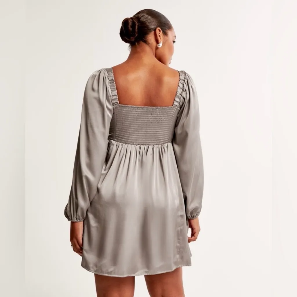 Abercrombie & Fitch Emerson Satin Long-Sleeve Mini Dress - Image 5