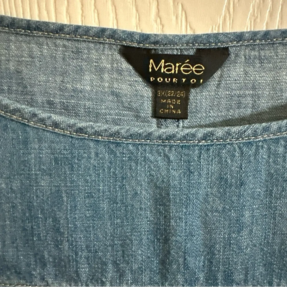 NWT Maree Pour Toi Lightweight Chambray Tunic with Fringe Sz 3X - Image 3