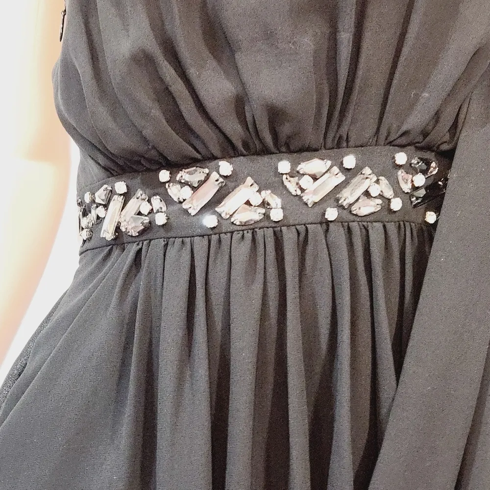 bebe One Shoulder Greek Sleeve Bubble Party Dress Sz XS - Image 3