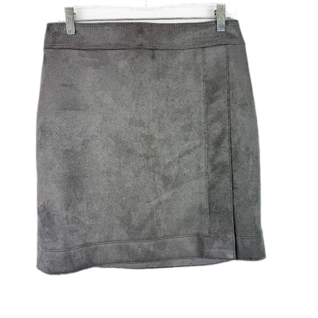 NWT White House Black Market Faux Suede Faux Wrap Skirt Smoked Pearl Size 2 NEW - Image 2
