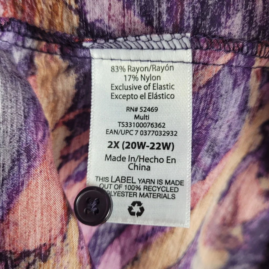 Terra & Sky Women's Long Sleeve Pleated Tiered Dress Plus Size 2X - Image 7