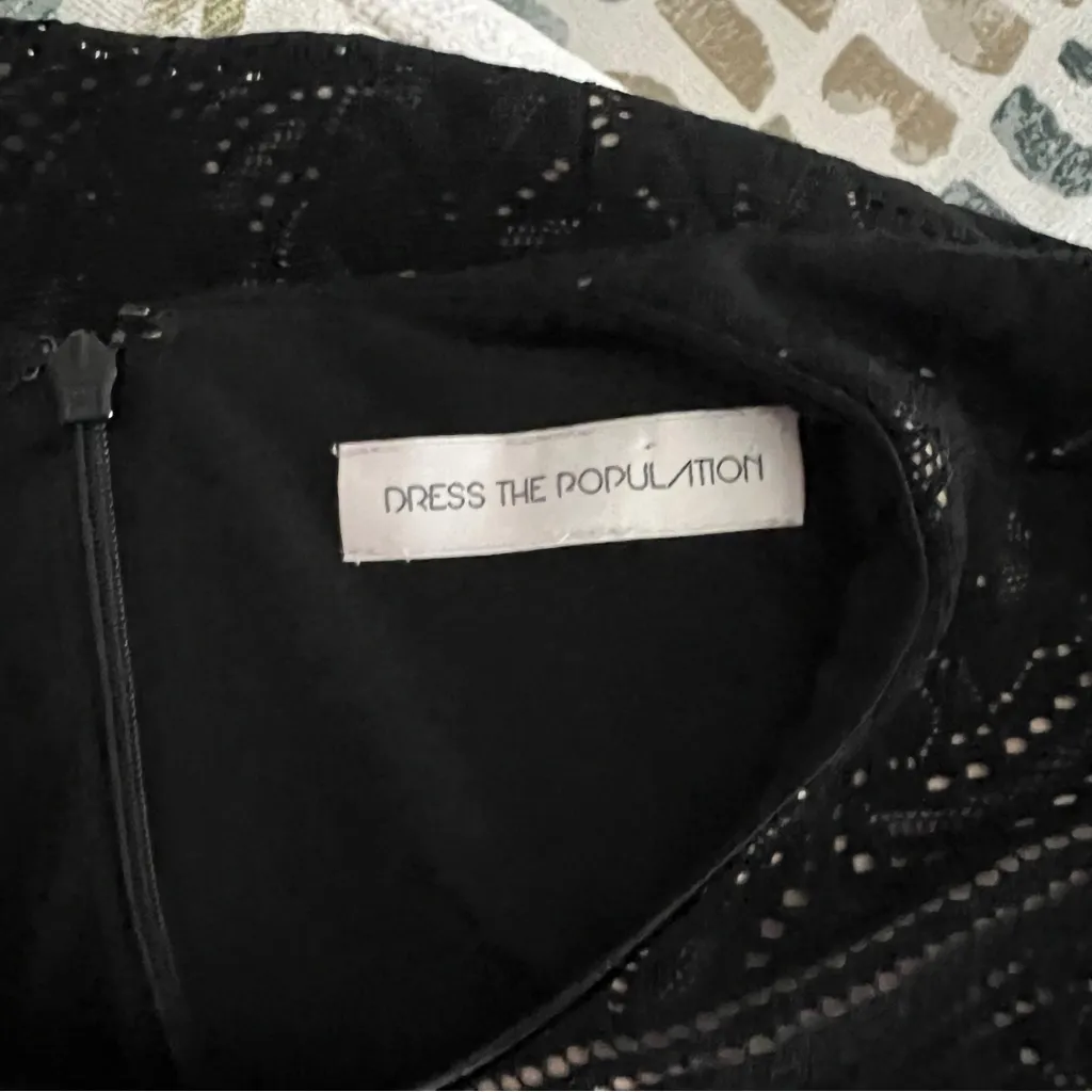 Dress The Population Tori Lace overlay Black Sleeveless Mini Dress - Image 10