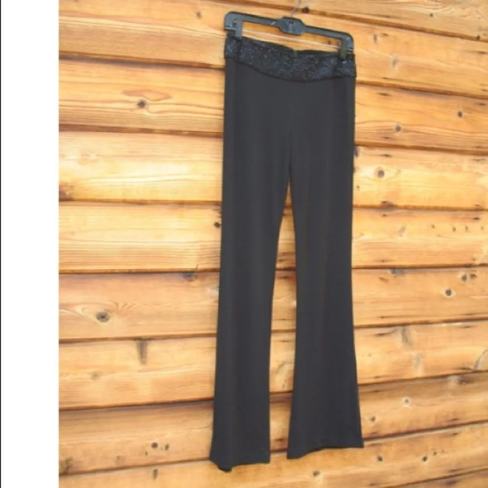 Black Flare Leg Knit Pants - Image 2
