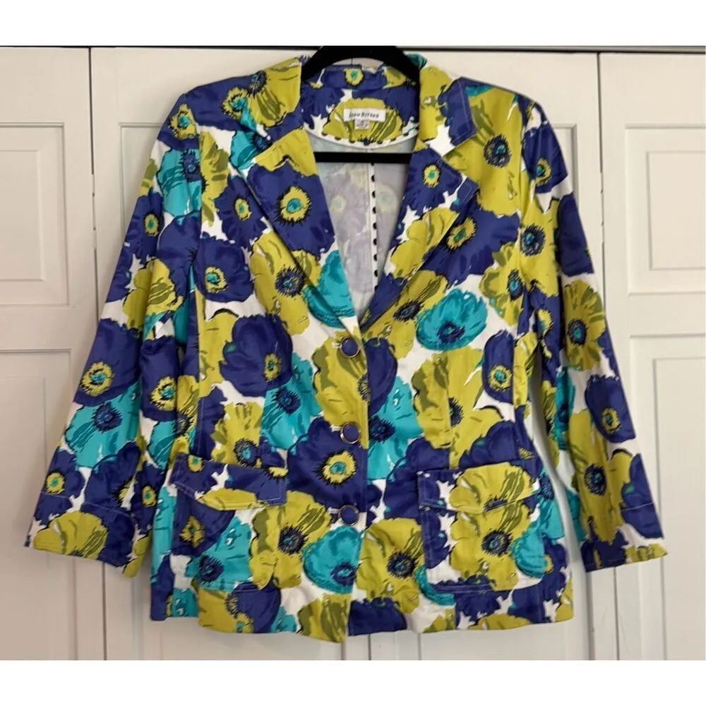 Joan Rivers vibrant floral three button blazer size 12 - Image 3