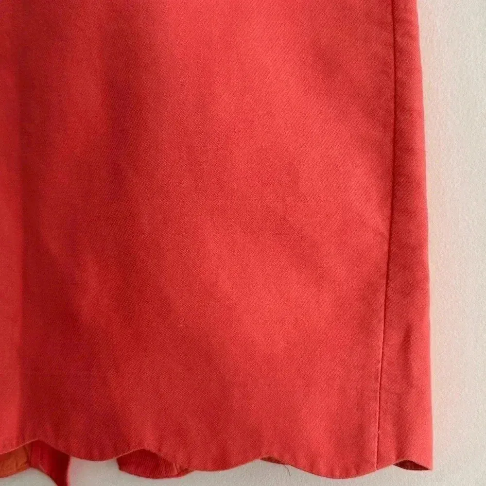 J. By J. Crew Coral/Salmon Solid Pencil Skirt with Scalloped Hem, Size 4 - Image 12