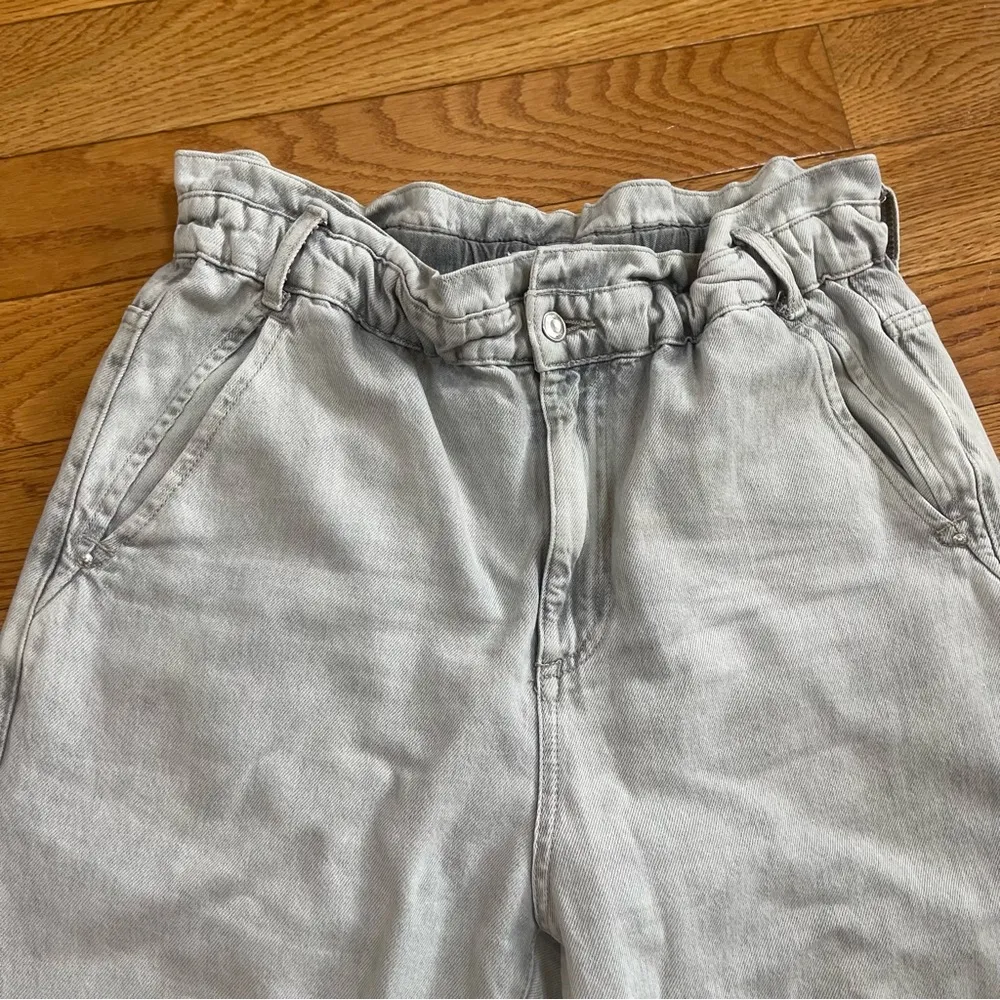 ZARA baggy slouchy relaxed fit paper bag carrot leg ankle rigid jeans grey Sz 10 - Image 3