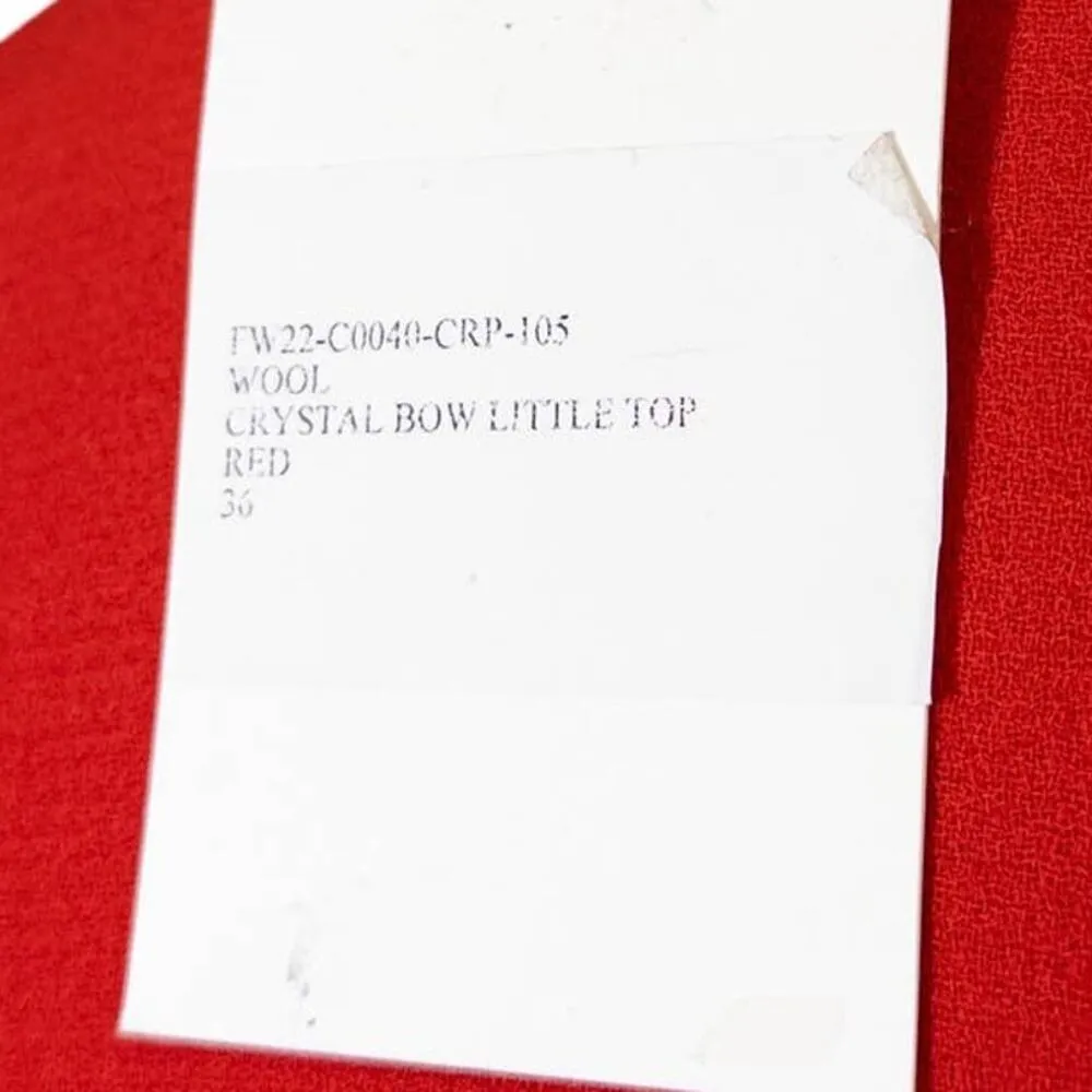 Mach & Mach NEW Crystal Bow Little Long Sleeve Top Jacket Crepe Red US 6 No Bow - Image 7