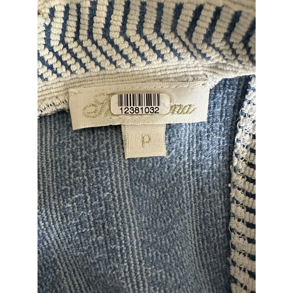 Shoshanna Women's Tank Dress Dropped Waist V-Neck Blue White Geometric Size P - Image 5