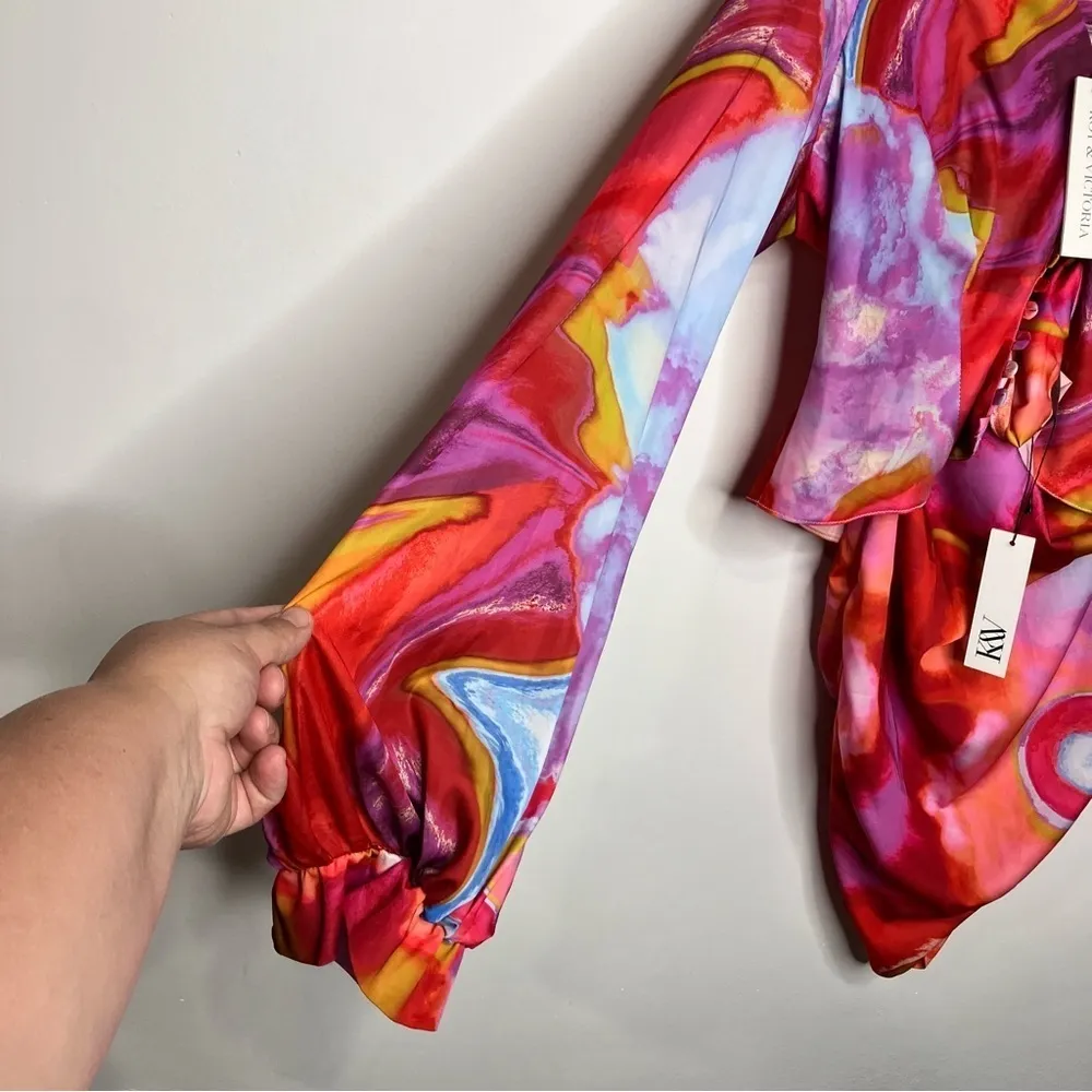 Koy & Victoria‎ 3 piece set bright multicolored swirling pattern size XXL Red - Image 6