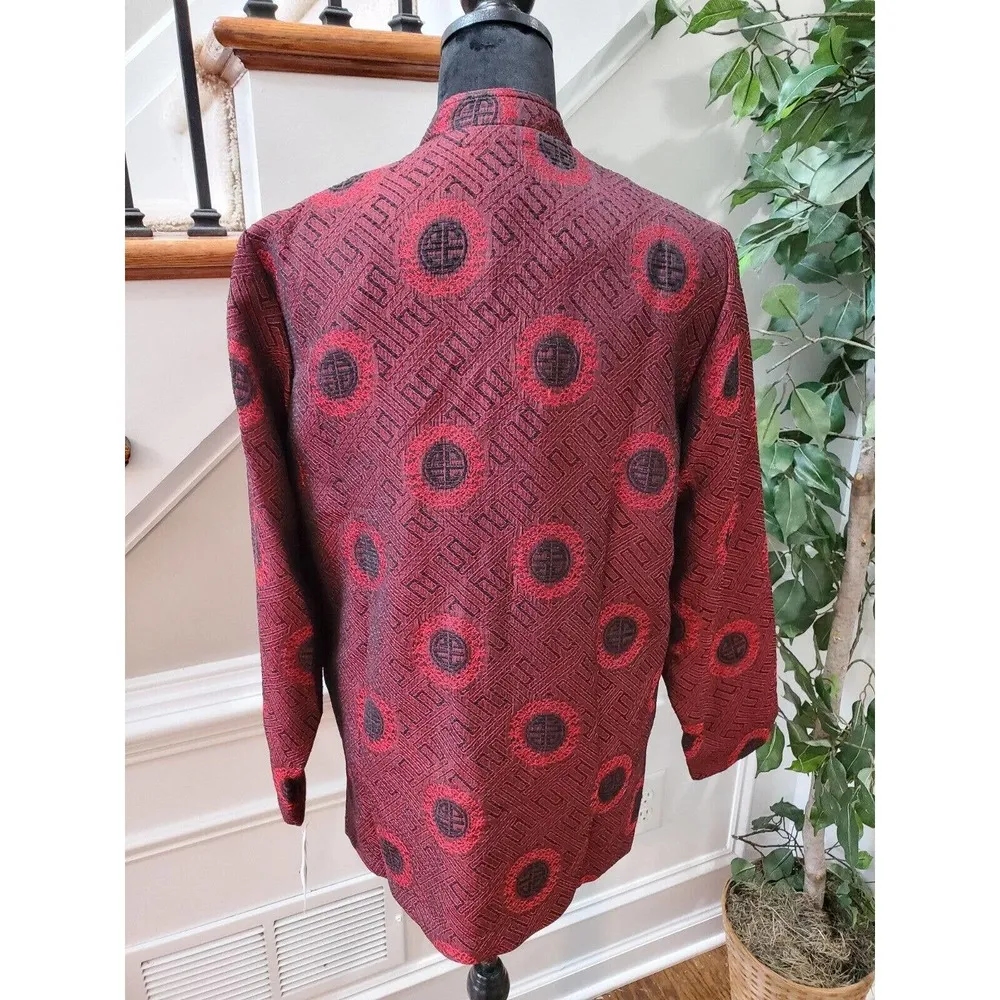 Jennifer Moore Women Marron Polyester Long Sleeve Buttons Front Jacket Size 10 - Image 8