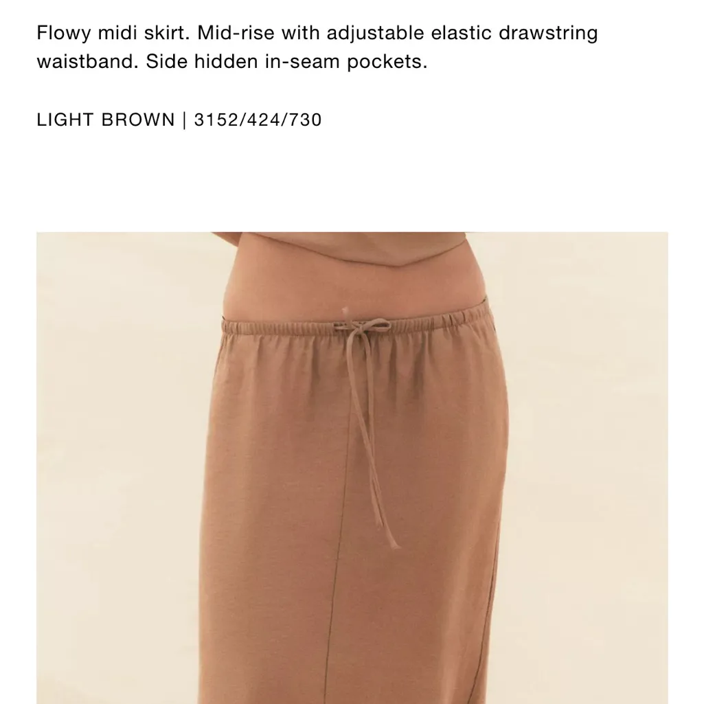 Zara NWT tan brown drawstring waist maxi flowy skirt - Image 4