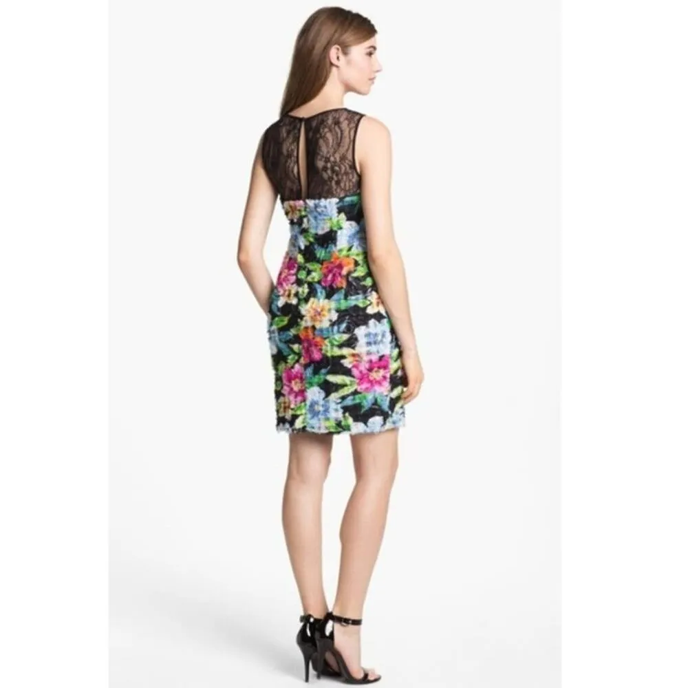 Aidan Mattox | 8 | Floral Sheath Lace Textured Cocktail Dress Mini Bodycon - Image 2