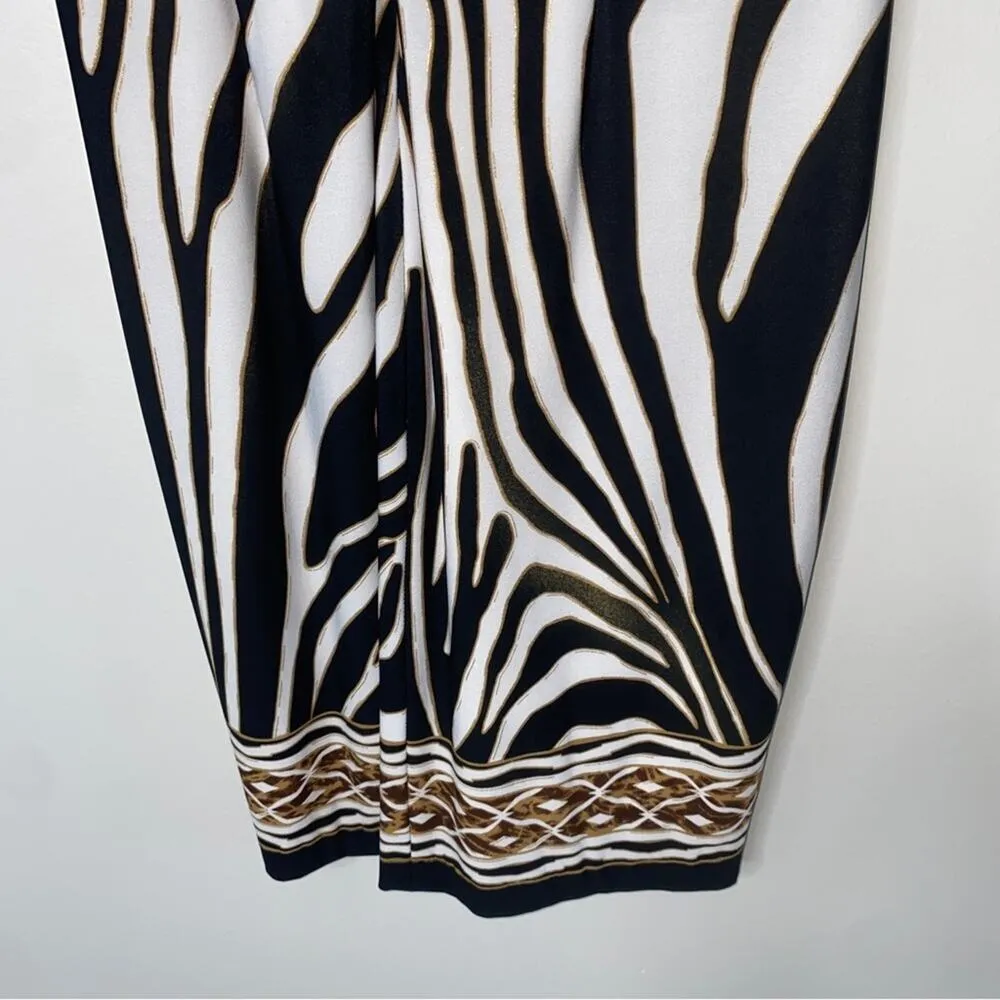 Vintage 90s y2k Cache Animal Zebra Print Sleeveless V-neck Mob Wife Mini Dress 4 - Image 4