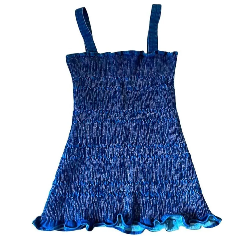 Urban Outfitters denim smocked mini dress size 6 - Image 3