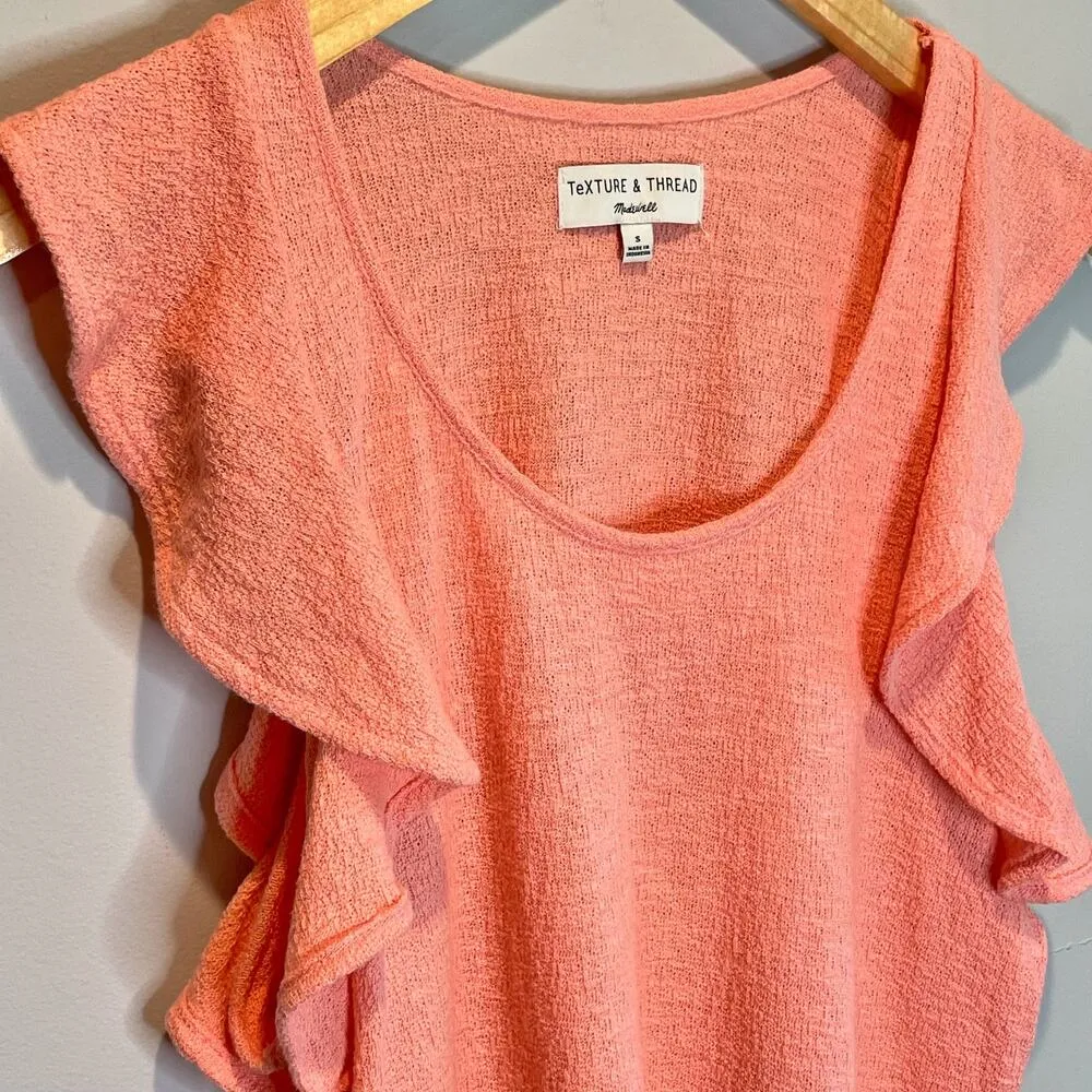 Madewell  Texture & Thread Ruffle Sleeve Tank-Top - size Small - Image 4
